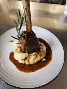 Lamb shank with mint sauce