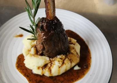 Lamb shank with mint sauce